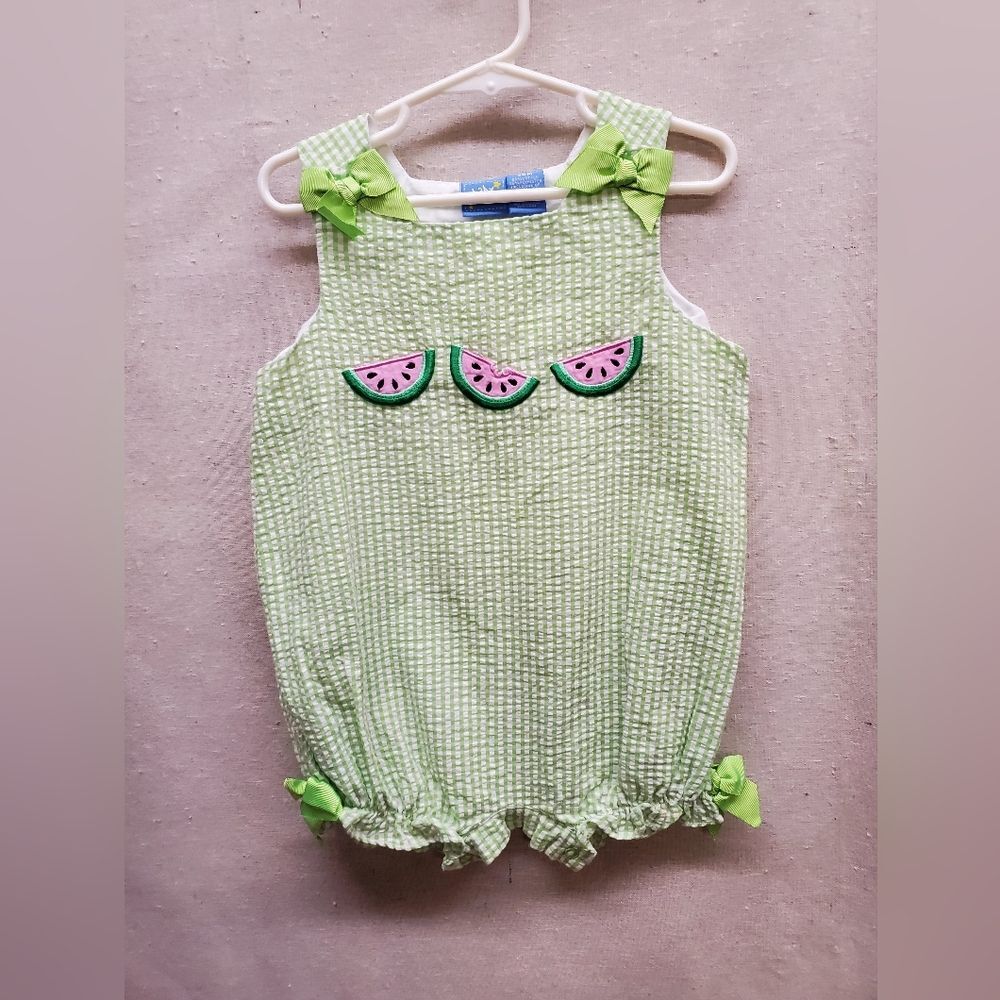 Baby Crew Green Gingham Watermelon Bubble Romper 24 months